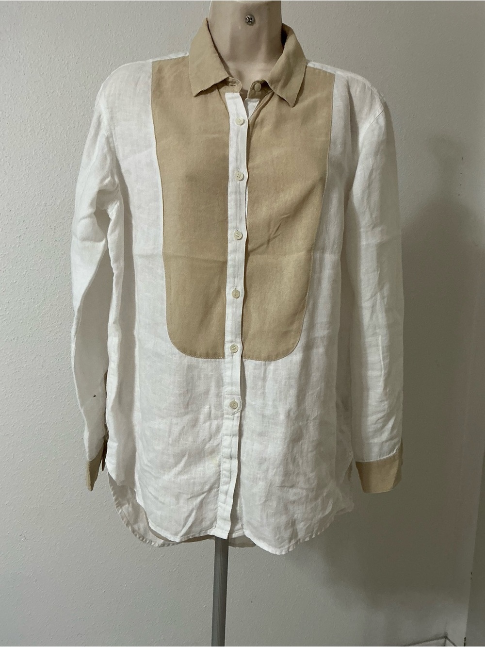 Madewell 1937 Linen Silk Colorblock Button Front Shirt Small